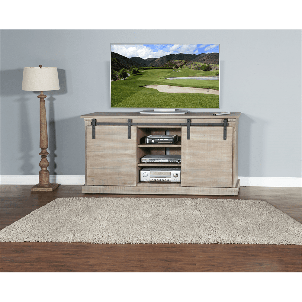 Sunny Designs - Mountain Ash Barn Door 65in TV Console in Light Taupe - 3577MA-2 veiw 5