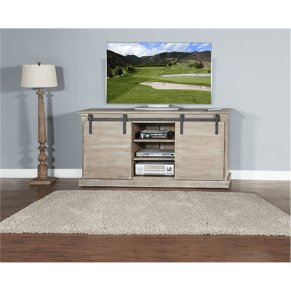 Sunny Designs - Mountain Ash Barn Door 65in TV Console in Light Taupe - 3577MA-2 veiw 5