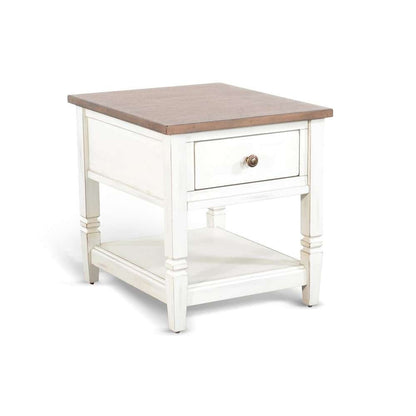 Sunny Designs -  Pasadena 1-Drawer Farmhouse Mahogany End Table in Off White - 3170MB-E veiw 1