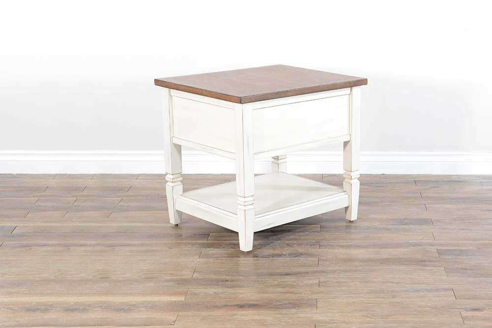 Sunny Designs -  Pasadena 1-Drawer Farmhouse Mahogany End Table in Off White - 3170MB-E veiw 3