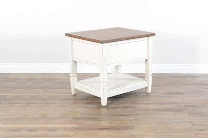 Sunny Designs -  Pasadena 1-Drawer Farmhouse Mahogany End Table in Off White - 3170MB-E veiw 3