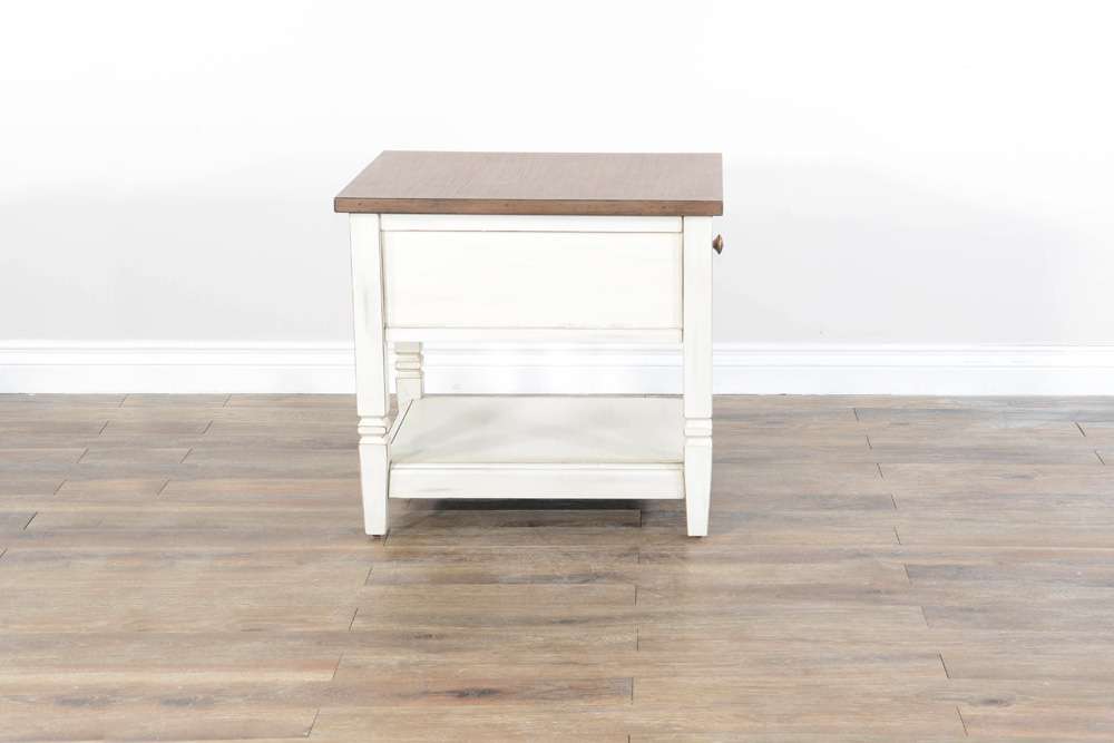 Sunny Designs -  Pasadena 1-Drawer Farmhouse Mahogany End Table in Off White - 3170MB-E veiw 4