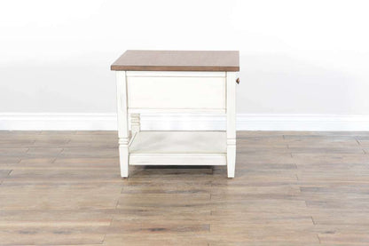Sunny Designs -  Pasadena 1-Drawer Farmhouse Mahogany End Table in Off White - 3170MB-E veiw 4
