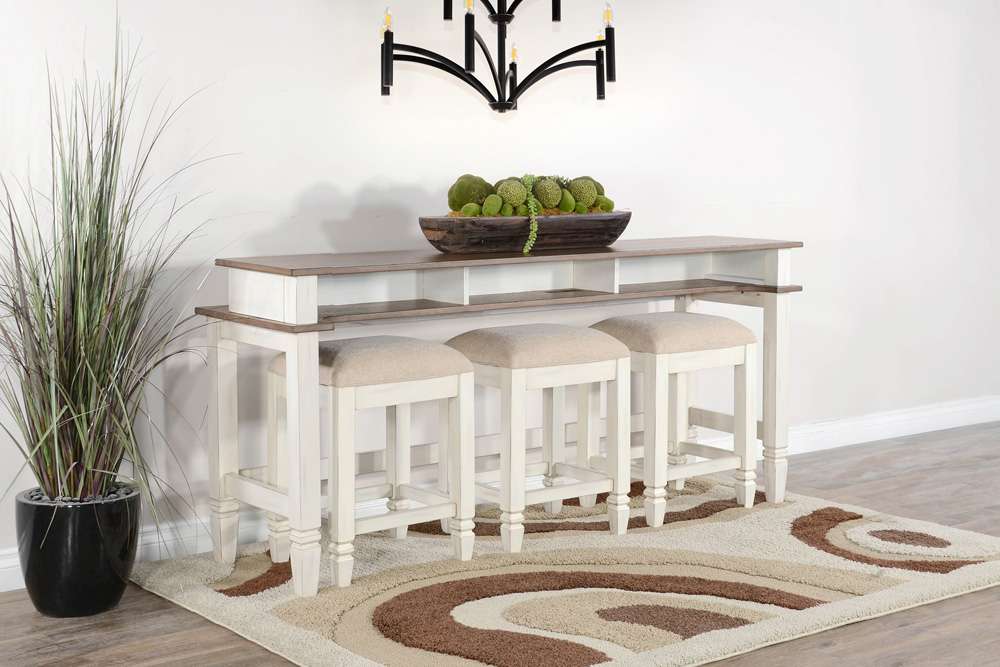 Sunny Designs -  Pasadena Farmhouse Mahogany Console Table in Off White-Light Brown - 3170MB-CT veiw 5