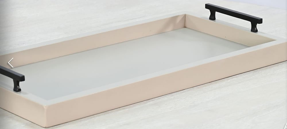 Sunny Designs - Rectangular Tessa Wood Dining Table Tray - Light Grey  - 2151PV view 2