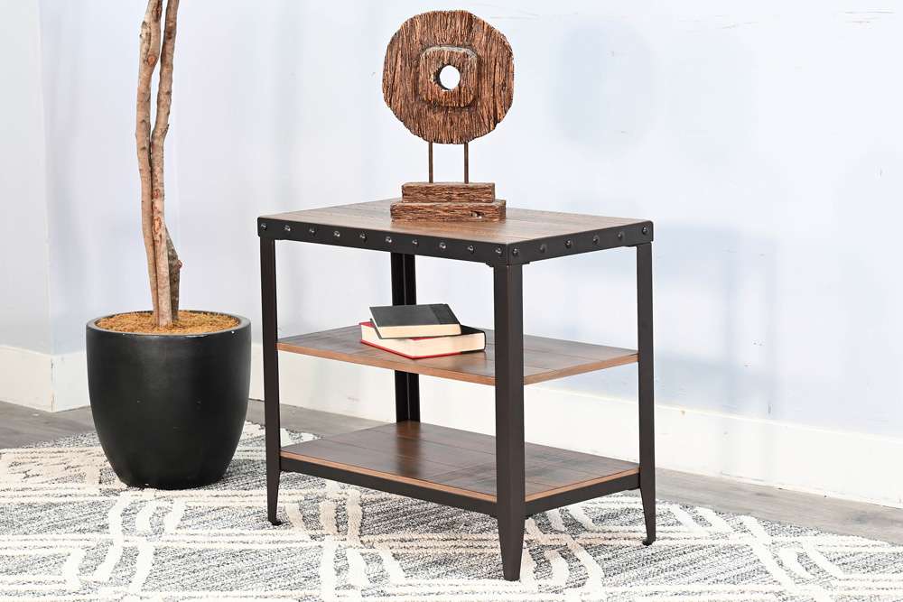 Sunny Designs -  San Diego Metal & Solid Wood Chair Side Table in Brown - 3173AB-CS veiw 2