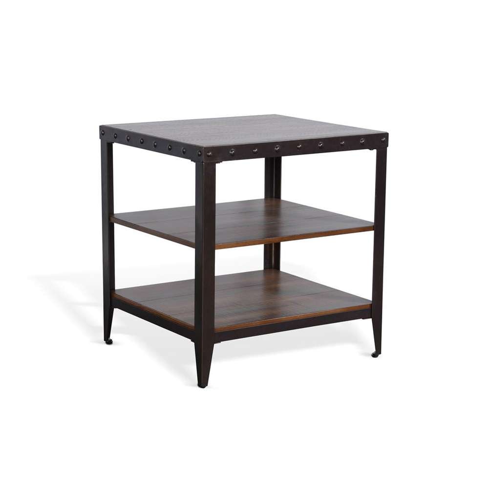 Sunny Designs -  San Diego Metal & Solid Wood End Table in Brown - 3173AB-E veiw 1