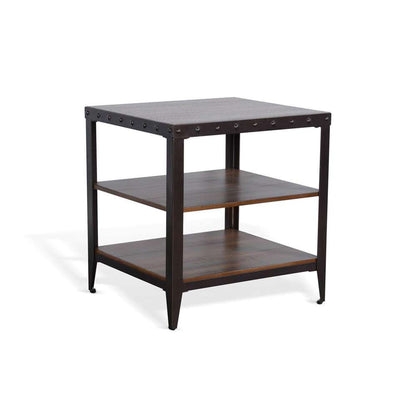 Sunny Designs -  San Diego Metal & Solid Wood End Table in Brown - 3173AB-E veiw 1