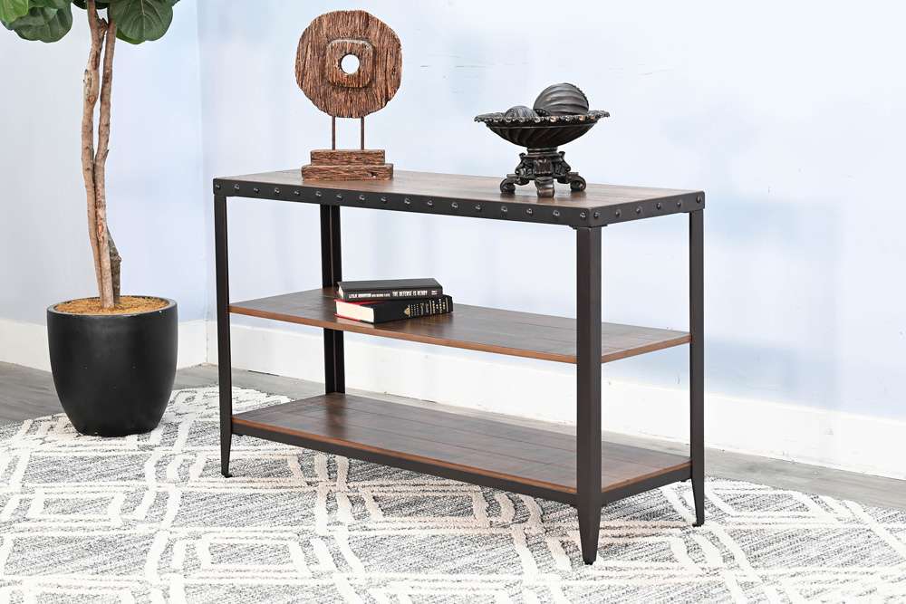 Sunny Designs -  San Diego Metal & Solid Wood Sofa Table in Brown - 3173AB-S veiw 4