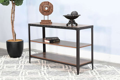 Sunny Designs -  San Diego Metal & Solid Wood Sofa Table in Brown - 3173AB-S veiw 4