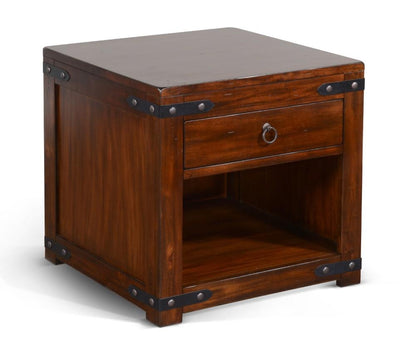 Sunny Designs - Santa Fe End Table with Distressed Metal Accentsin Dark Brown - 3211DC2-E veiw 1
