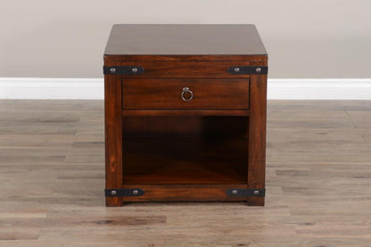 Sunny Designs - Santa Fe End Table with Distressed Metal Accentsin Dark Brown - 3211DC2-E veiw 2