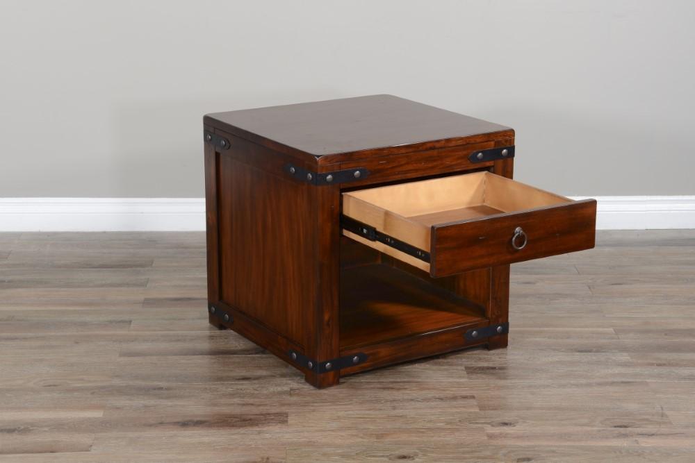 Sunny Designs - Santa Fe End Table with Distressed Metal Accentsin Dark Brown - 3211DC2-E veiw 3