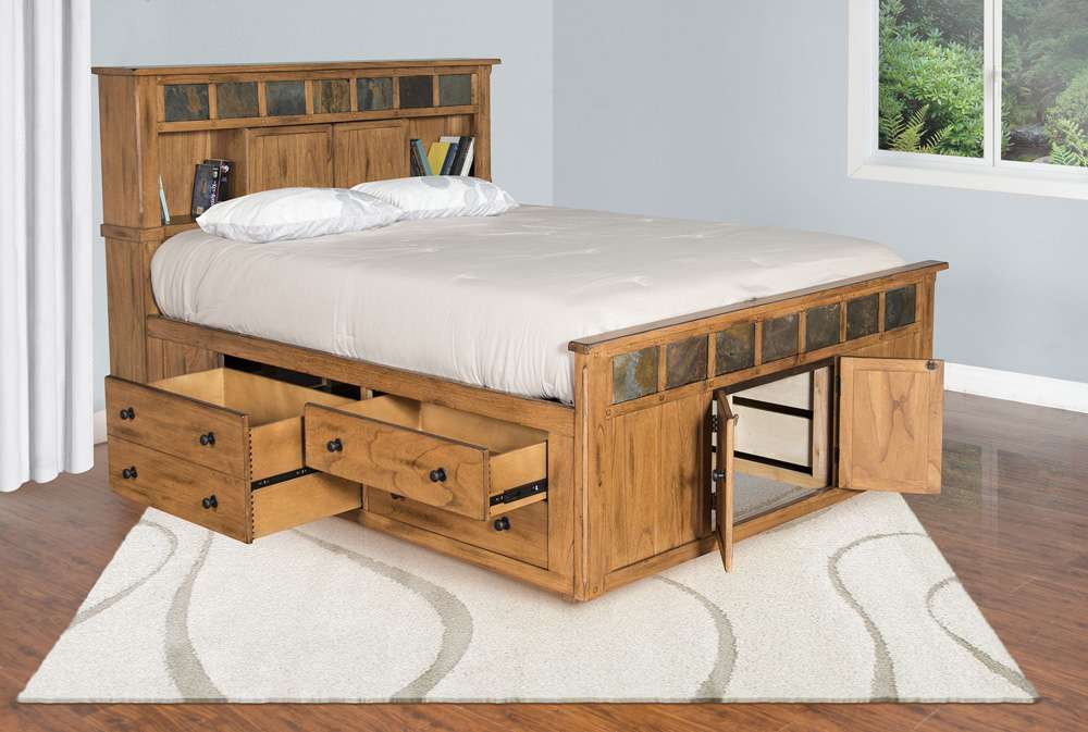 Sunny Designs - Sedona -  Queen Storage Bed withith Slate - 2334RO-SQ veiw 2