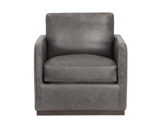 Sunpan - 5West Portman Swivel Lounge Chair - Marseille Concrete Leather - 106484 view 2