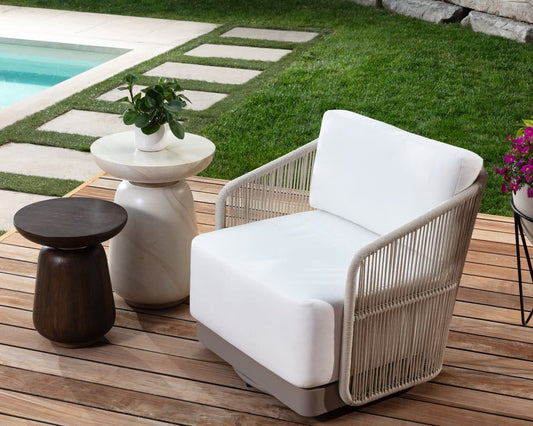 Sunpan - Allariz Swivel Armchair - Greige - Stinson White - 109650 view 1