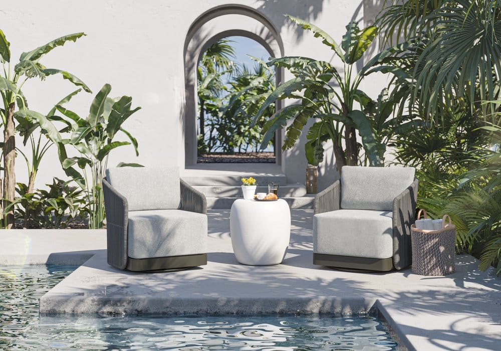 Sunpan - Allariz Swivel Armchair - Warm Grey - Gracebay Light Grey - 109651 view 8