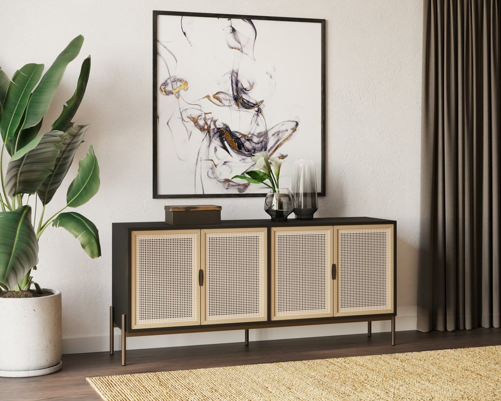 Sunpan - Artezia Avida Sideboard - Large - Gold - Black/Natural - 108075_CLOSEOUT view 5