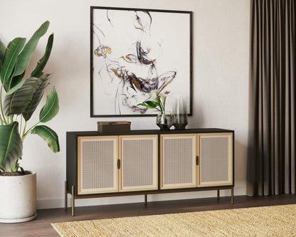 Sunpan - Artezia Avida Sideboard - Large - Gold - Black/Natural - 108075_CLOSEOUT view 5