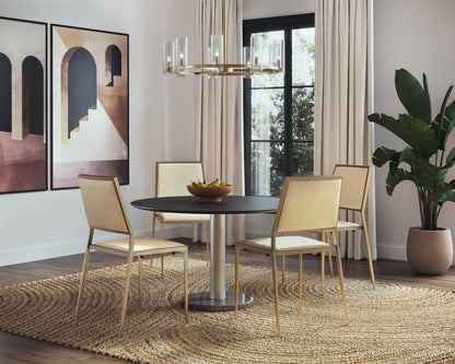 Sunpan - Artezia Monaco Dining Table - Gold - Grey Marble / Charcoal Grey - 48in - 105882 view 3