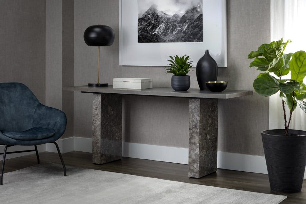 Sunpan - Artezia Rebel Console Table - Grey Marble / Charcoal Grey - 106828_CLOSEOUT view 4