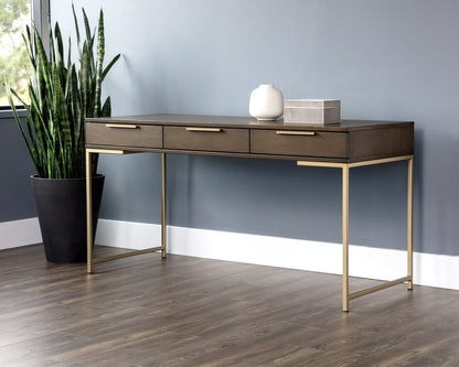 Sunpan - Artezia Rebel Desk - Gold - Raw Umber - 104610 view 4