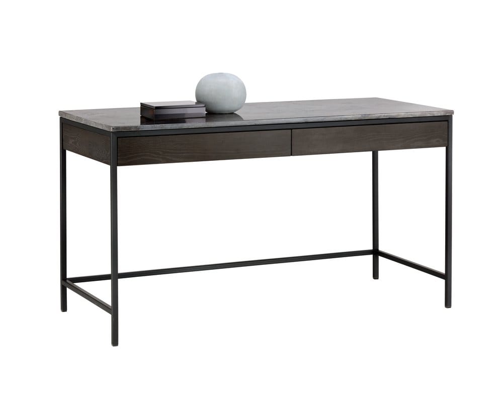 Sunpan - Artezia Stamos Desk - Black - Grey Marble / Charcoal Grey - 104634 view 1