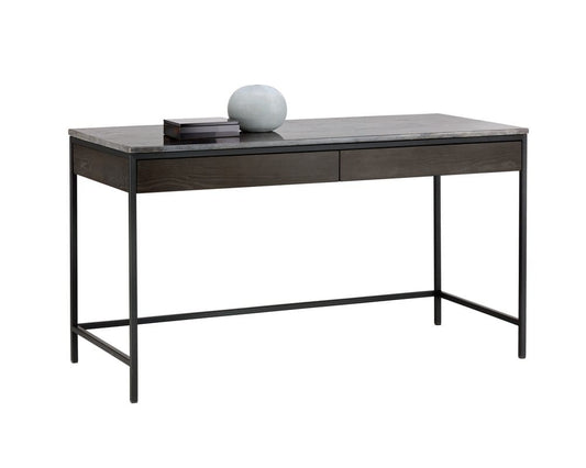 Sunpan - Artezia Stamos Desk - Black - Grey Marble / Charcoal Grey - 104634 view 1