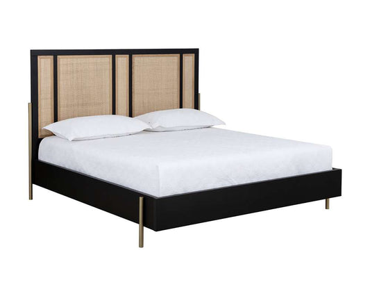 Sunpan - Artezia Avida Bed - King - Gold - Black/Natural - 110387_CLOSEOUT veiw 1