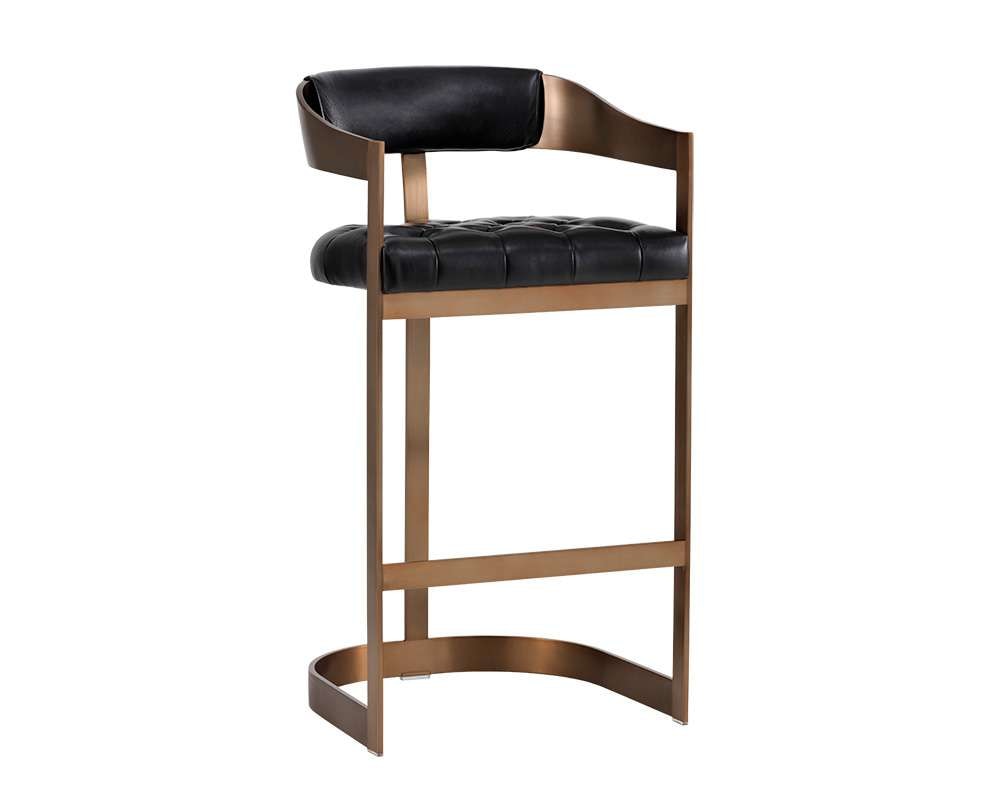 Sunpan - Ikon Beaumont Barstool - Antique Brass - Cantina Black - 103777 veiw 1