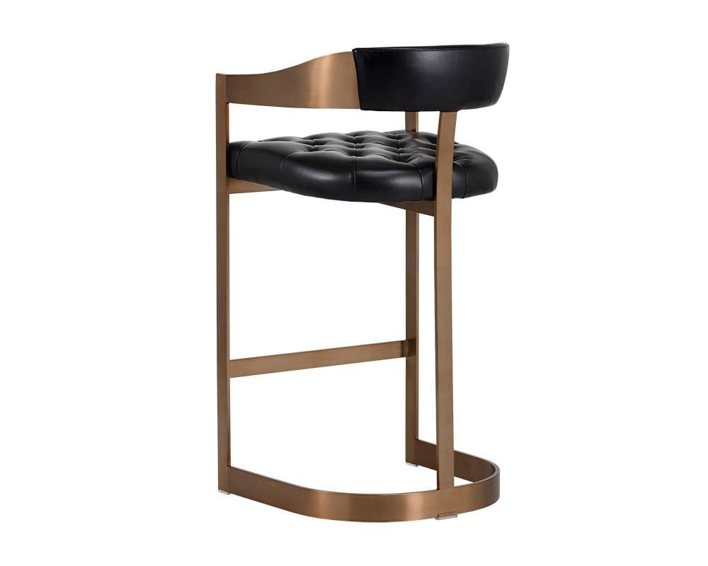 Sunpan - Ikon Beaumont Barstool - Antique Brass - Cantina Black - 103777 veiw 3
