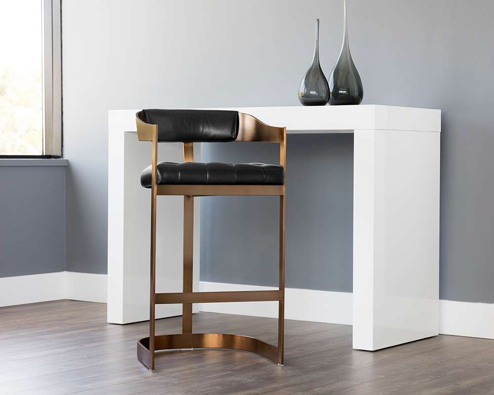Sunpan - Ikon Beaumont Barstool - Antique Brass - Cantina Black - 103777 veiw 4