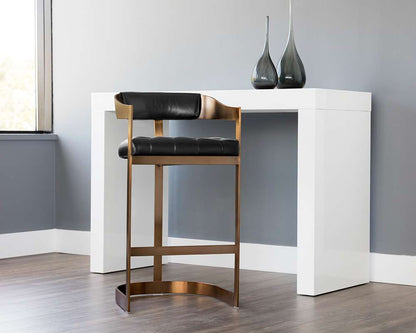 Sunpan - Ikon Beaumont Barstool - Antique Brass - Cantina Black - 103777 veiw 4