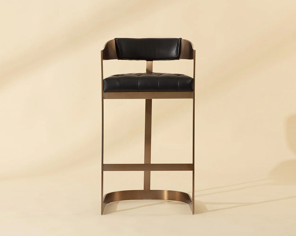 Sunpan - Ikon Beaumont Barstool - Antique Brass - Cantina Black - 103777 view 6