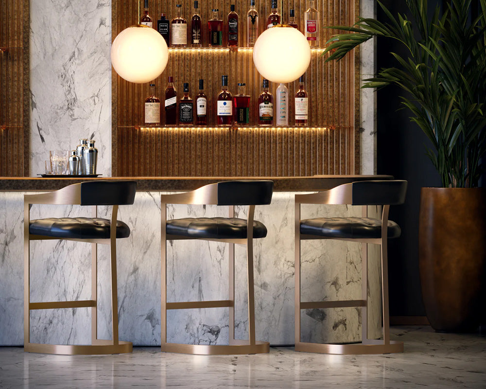 Sunpan - Ikon Beaumont Barstool - Antique Brass - Cantina Black - 103777 view 11