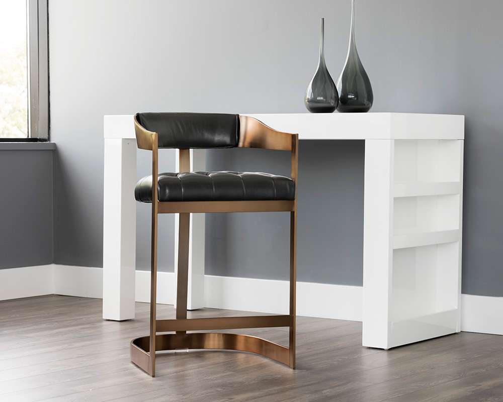 Sunpan - Ikon Beaumont Counter Stool - Antique Brass - Cantina Black - 104014 veiw 4