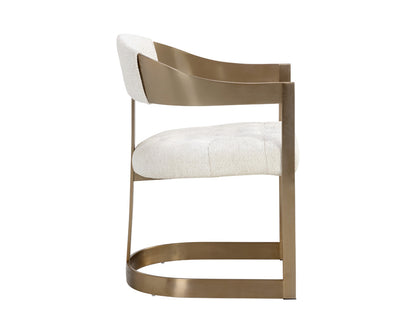 Sunpan - Ikon Beaumont Dining Armchair - Antique Brass - Rhea Light Barley - 111434 view 3