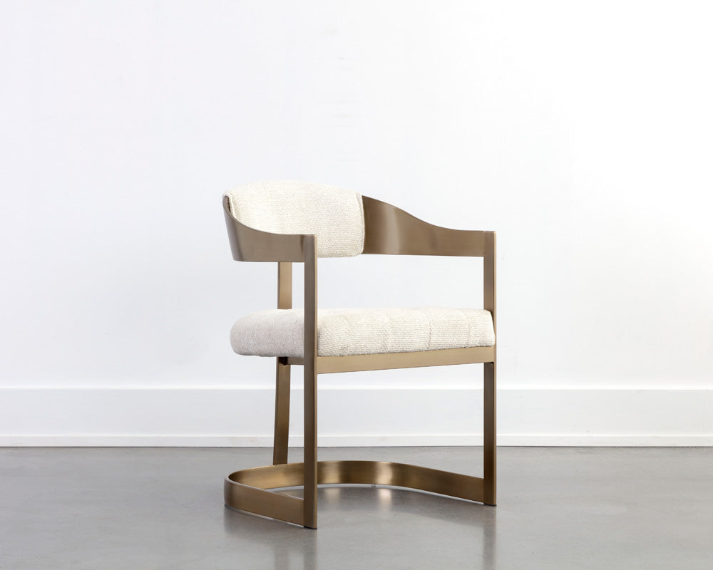 Sunpan - Ikon Beaumont Dining Armchair - Antique Brass - Rhea Light Barley - 111434 view 7