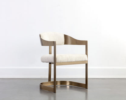 Sunpan - Ikon Beaumont Dining Armchair - Antique Brass - Rhea Light Barley - 111434 view 7