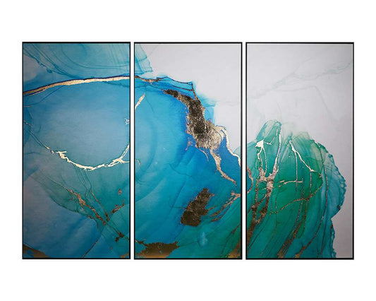 Sunpan - Blue Lagoon (Set Of 3) - 30in X 60in - Charcoal Floater Frame - A0241 veiw 1