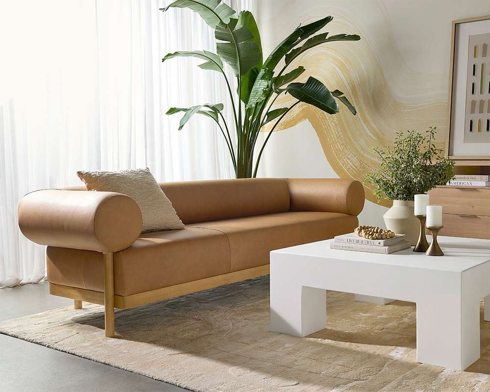 Sunpan - Westport Bromley Sofa - Rustic Oak - Ludlow Sesame Leather - 111589 veiw 4
