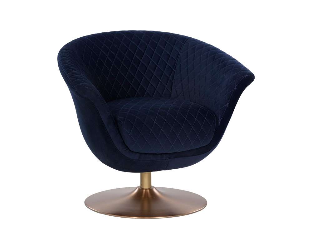 Sunpan - Ikon Carine Swivel Lounge Chair - Quilted Abbington Navy - 108045 veiw 1