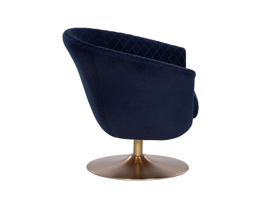 Sunpan - Ikon Carine Swivel Lounge Chair - Quilted Abbington Navy - 108045 veiw 3