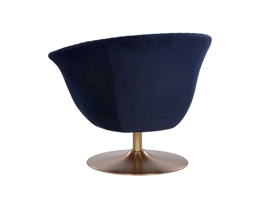 Sunpan - Ikon Carine Swivel Lounge Chair - Quilted Abbington Navy - 108045 veiw 4