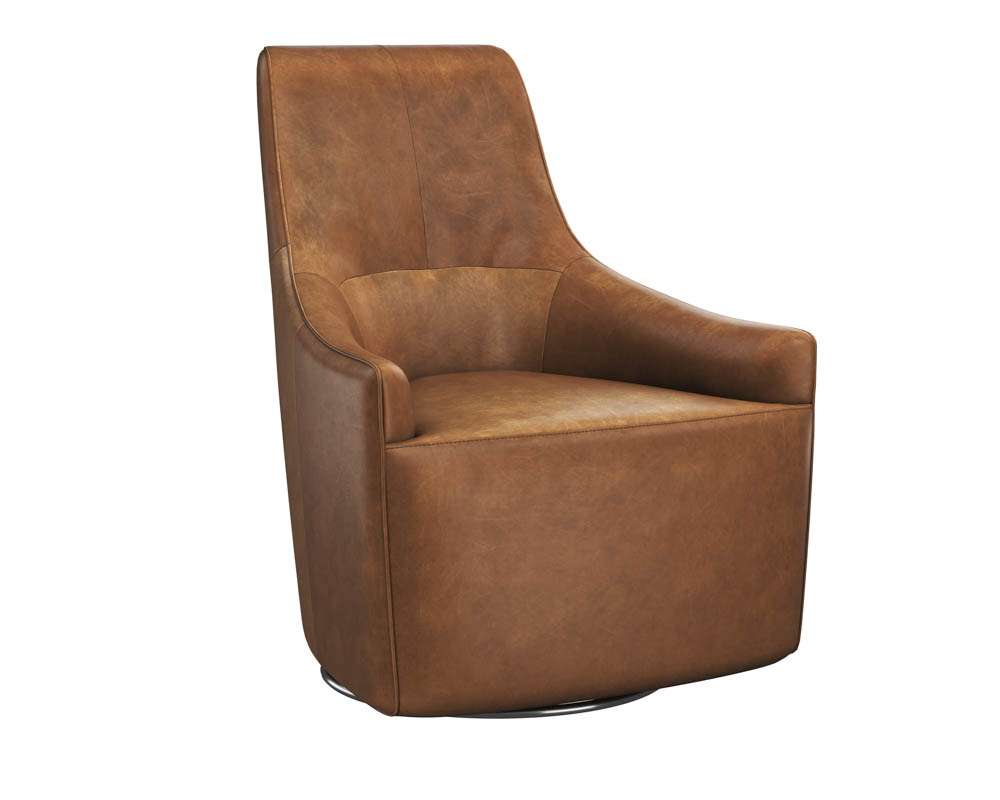 Sunpan - Carmine Swivel Lounge Chair - Cognac Leather - 111264 veiw 1