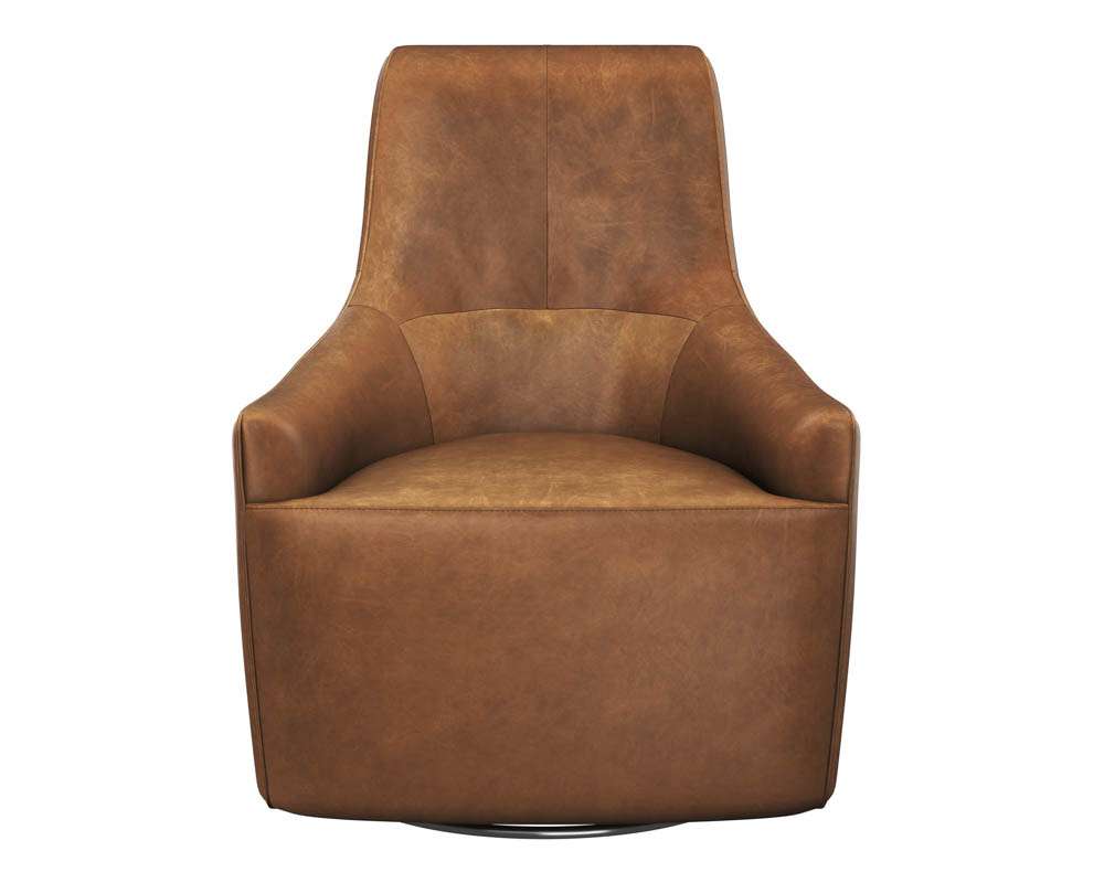 Sunpan - Carmine Swivel Lounge Chair - Cognac Leather - 111264 veiw 2
