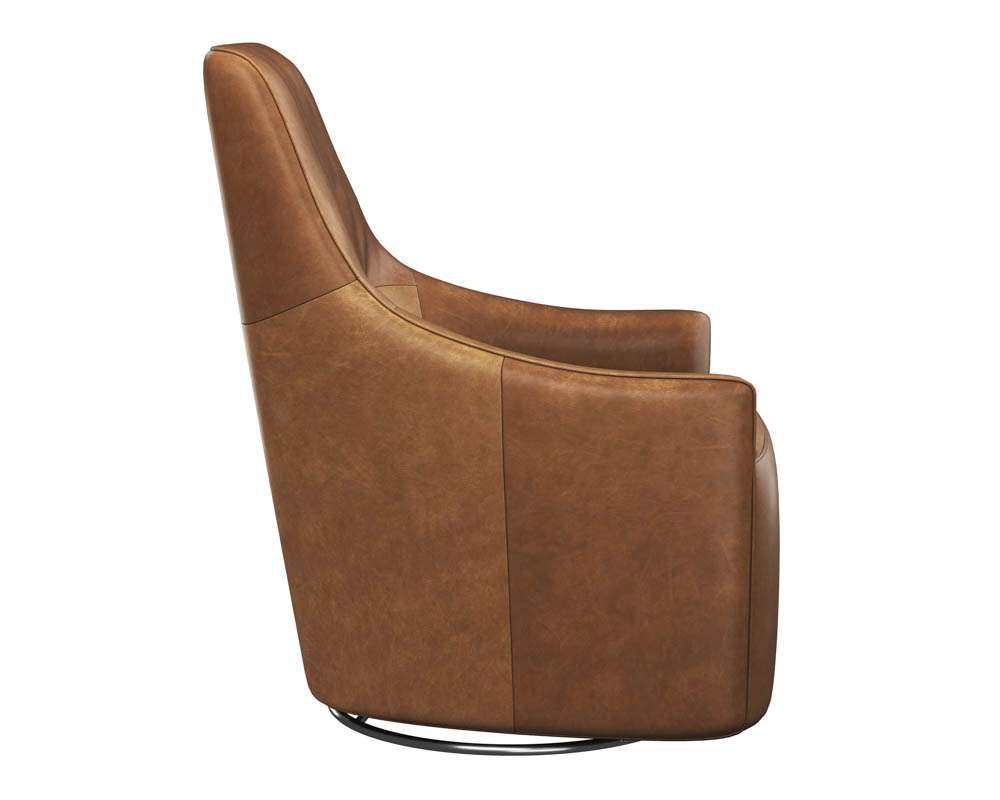 Sunpan - Carmine Swivel Lounge Chair - Cognac Leather - 111264 veiw 3