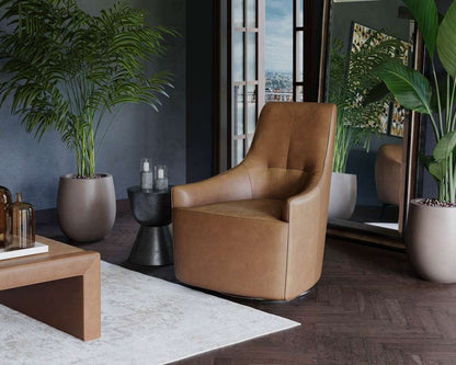 Sunpan - Carmine Swivel Lounge Chair - Cognac Leather - 111264 veiw 4