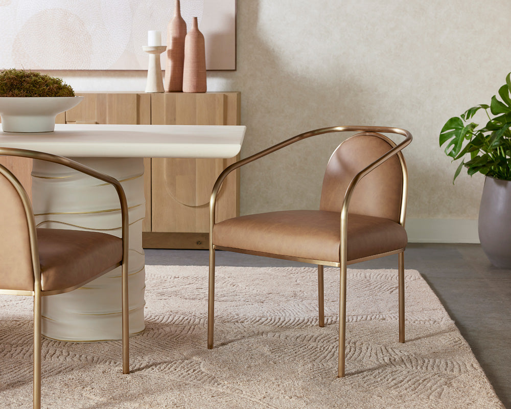Sunpan - Ikon Cicero Dining Armchair - Milliken Cognac - 111237 view 8