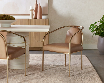 Sunpan - Ikon Cicero Dining Armchair - Milliken Cognac - 111237 view 8